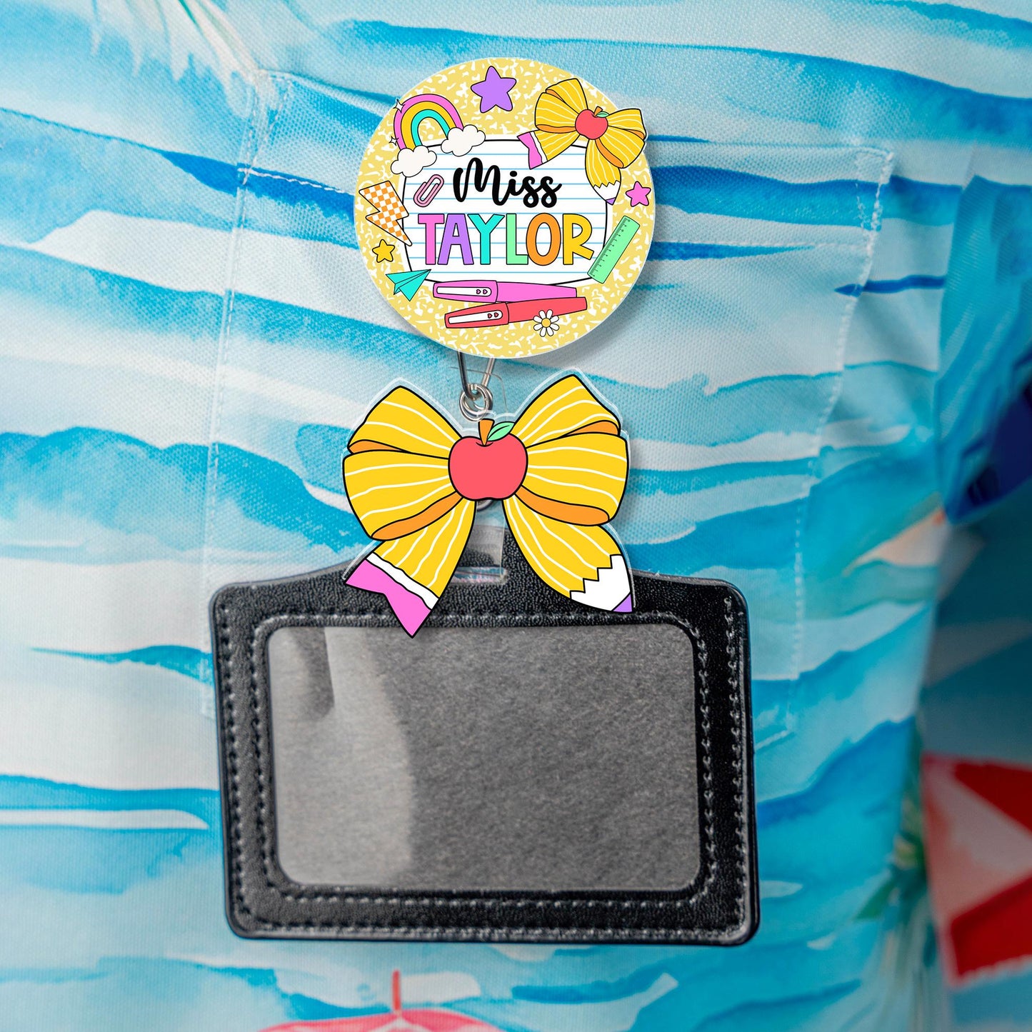 Custom Teacher Badge Reel, ID Holder Badge Reel, Custom Composition Book, Retractable Badge Reel, Thank You Teacher, Christmas Gift