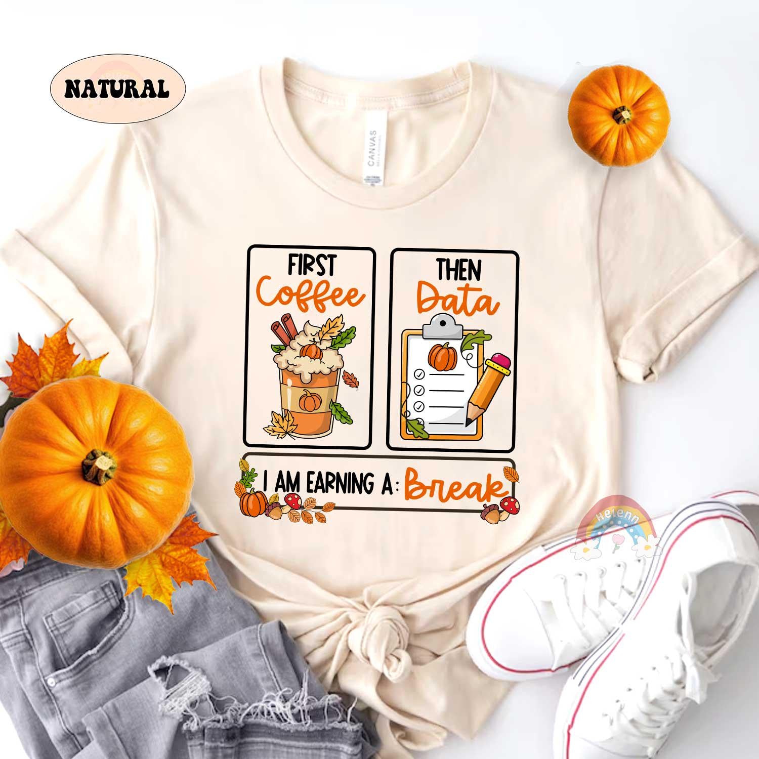 Teacher Fall Shirt, Special Education Teacher Shirt, First Coffee Then Data Pumpkin Sweatshirt, SPED Teacher Fall Gift, Psychologist Shirt