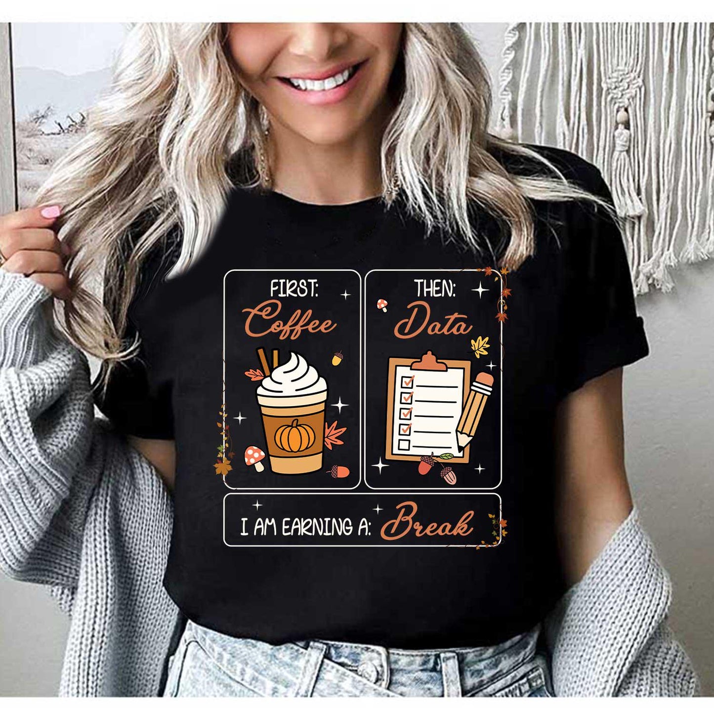 Special Education Teacher Shirt, First Coffee Then Data Pumpkin Sweatshirt, Teacher Fall Shirt, SPED Teacher Fall Gift, Psychologist Shirt