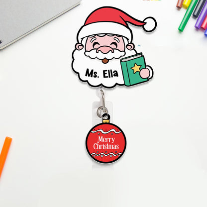 Custom Teacher Christmas Badge Reel, ID Holder Badge Reel, Teacher Appreciation Retractable Badge Reel, Thank You Teacher, Christmas Gift