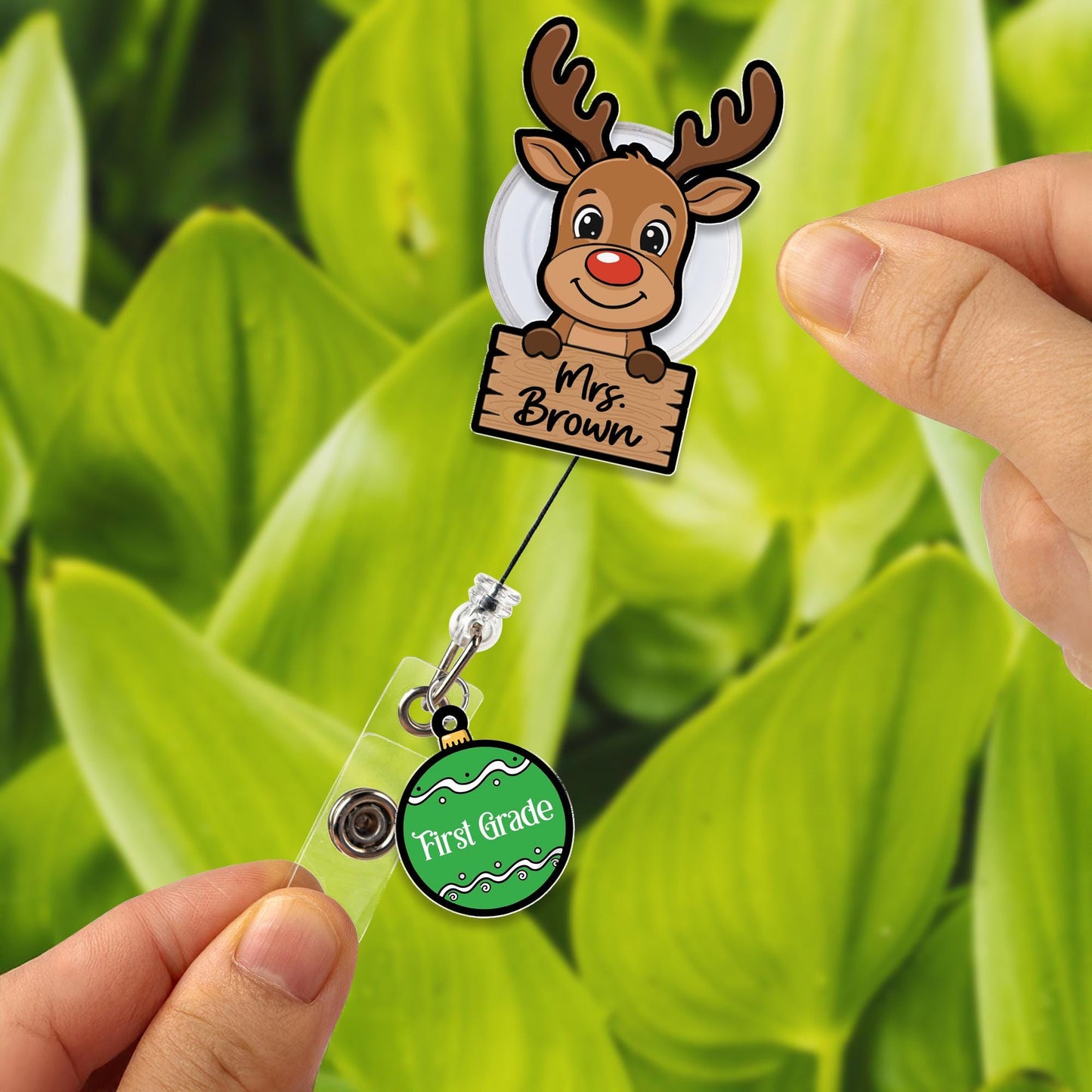 Custom Teacher Christmas Badge Reel, ID Holder Badge Reel, Teacher Appreciation Retractable Badge Reel, Thank You Teacher, Christmas Gift