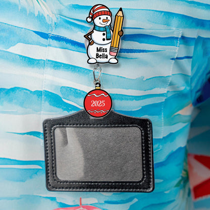 Custom Teacher Christmas Badge Reel, ID Holder Badge Reel, Teacher Appreciation Retractable Badge Reel, Thank You Teacher, Christmas Gift