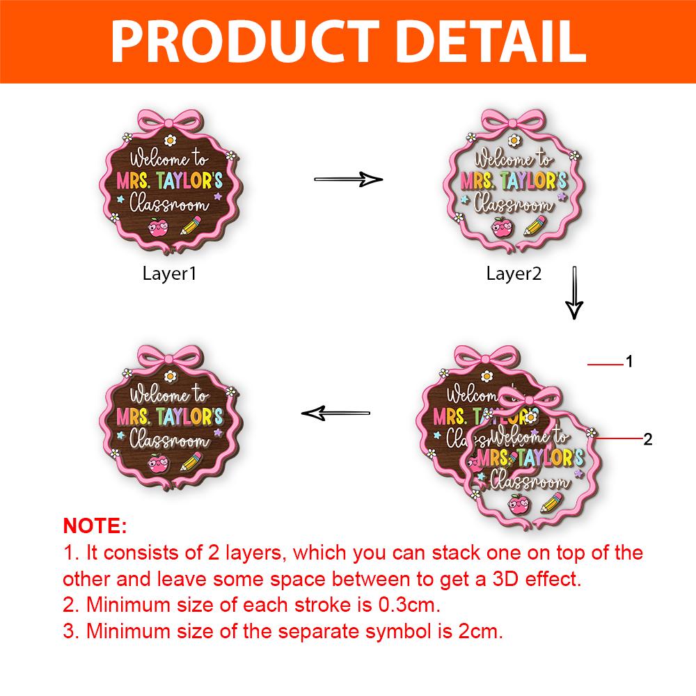 Custom 3D Teacher Door Hanger With Name, Teacher Appreciation Gift, Gift For Teacher, Teacher Name Sign Classroom Decor, Back To School Gift