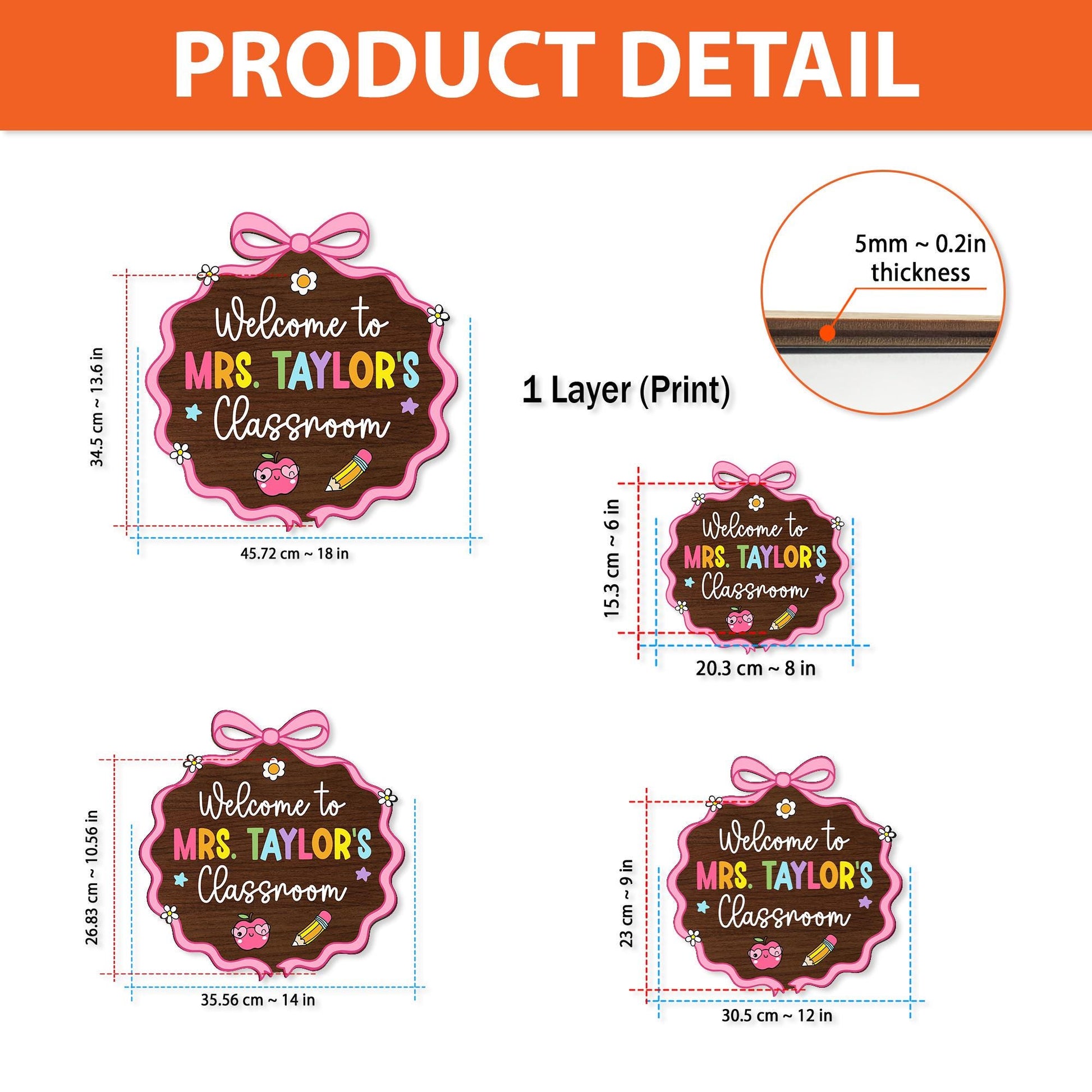 Custom 3D Teacher Door Hanger With Name, Teacher Appreciation Gift, Gift For Teacher, Teacher Name Sign Classroom Decor, Back To School Gift