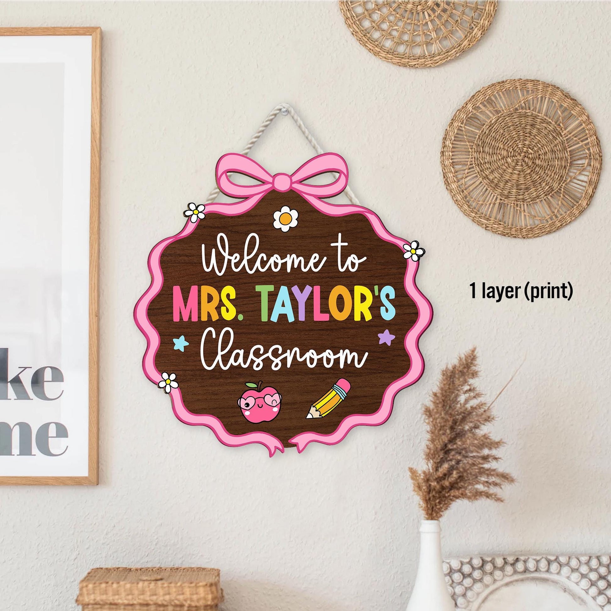 Custom 3D Teacher Door Hanger With Name, Teacher Appreciation Gift, Gift For Teacher, Teacher Name Sign Classroom Decor, Back To School Gift