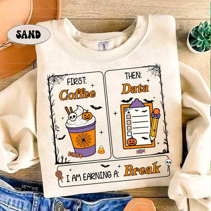 Special Education Teacher Shirt, First Coffee Then Data, Teacher Halloween Shirt, Spooky Teacher Shirt, SPED Teacher Gift, Trick Or Teach