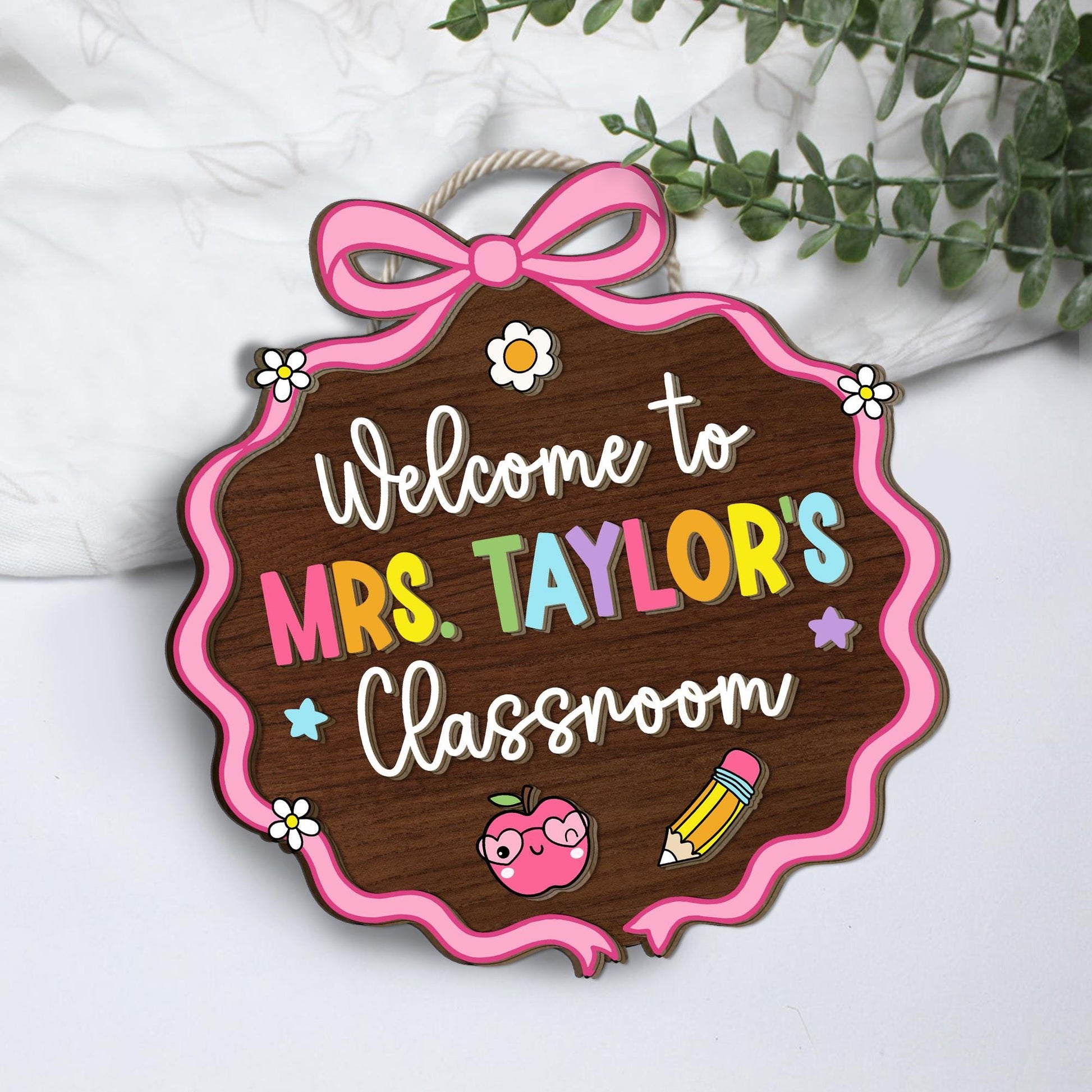 Custom 3D Teacher Door Hanger With Name, Teacher Appreciation Gift, Gift For Teacher, Teacher Name Sign Classroom Decor, Back To School Gift