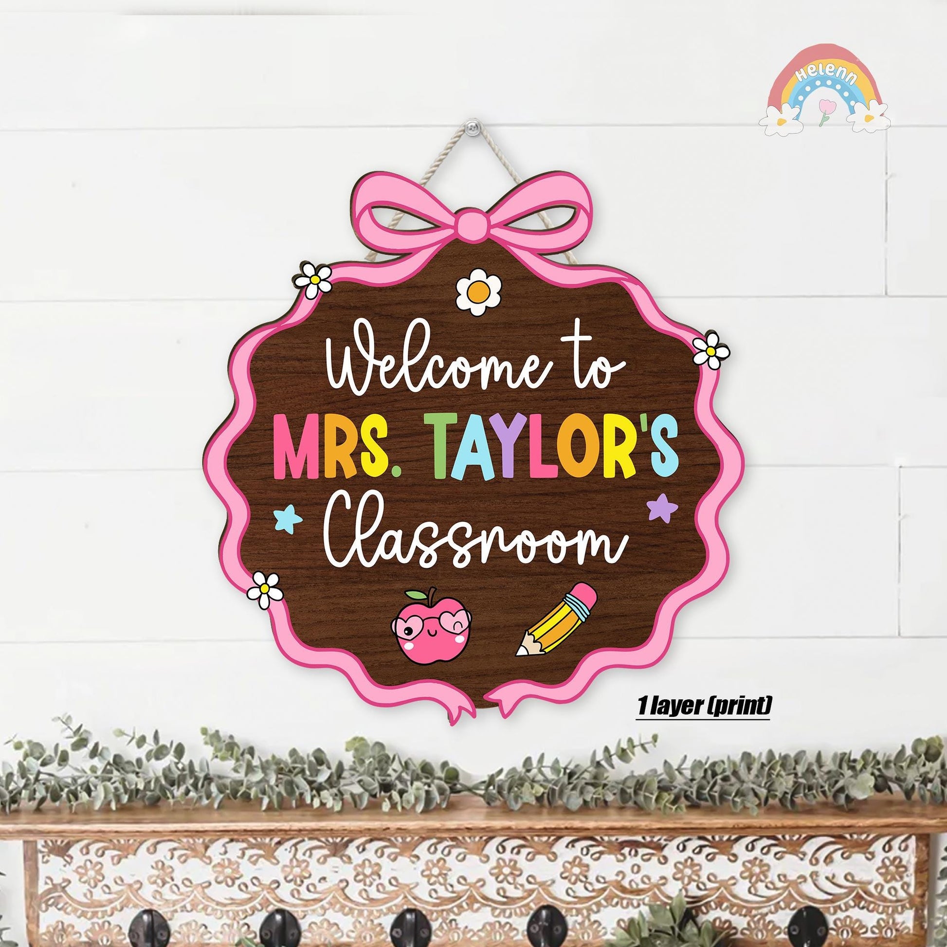 Custom 3D Teacher Door Hanger With Name, Teacher Appreciation Gift, Gift For Teacher, Teacher Name Sign Classroom Decor, Back To School Gift