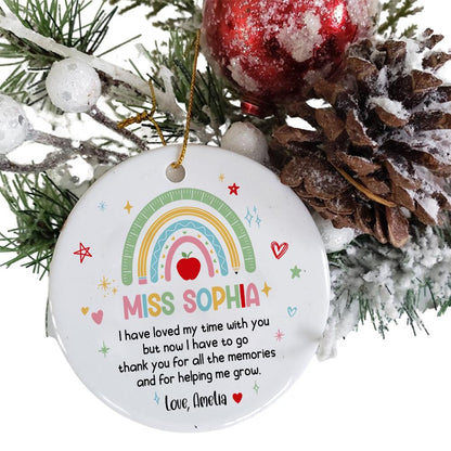 Personalized Nursery Rainbow Teacher Christmas Ornament, Nursery Teacher Gift, Teacher Appreciation Gift, Christmas Teacher Gift