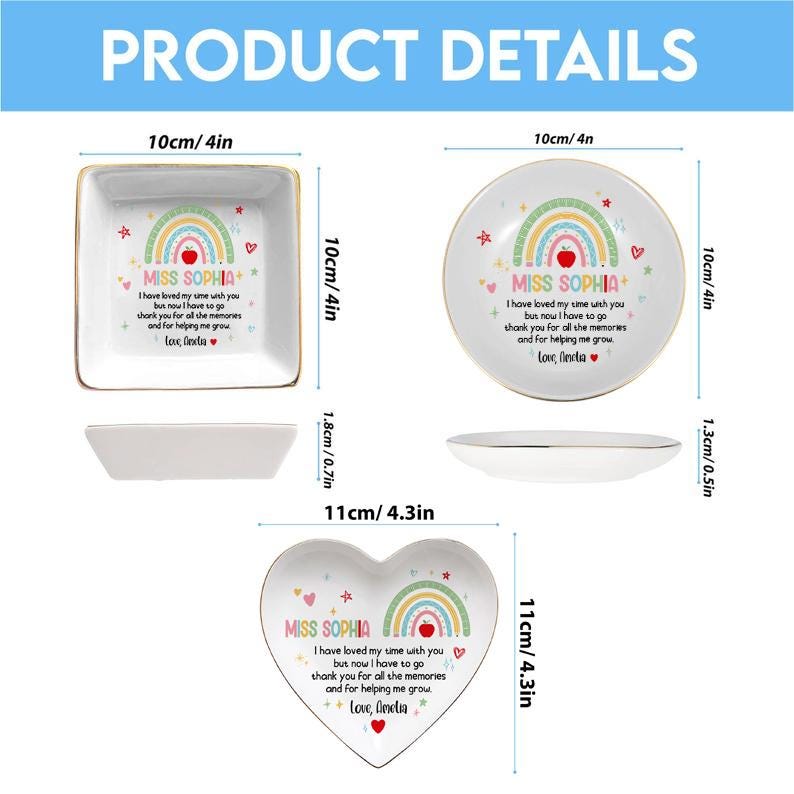 Nursery Teacher Appreciation Gift, Custom Nursery Rainbow TeacherJewelry Dish, Gifts for Teachers, Thank You Teacher Gifts, Christmas Gifts