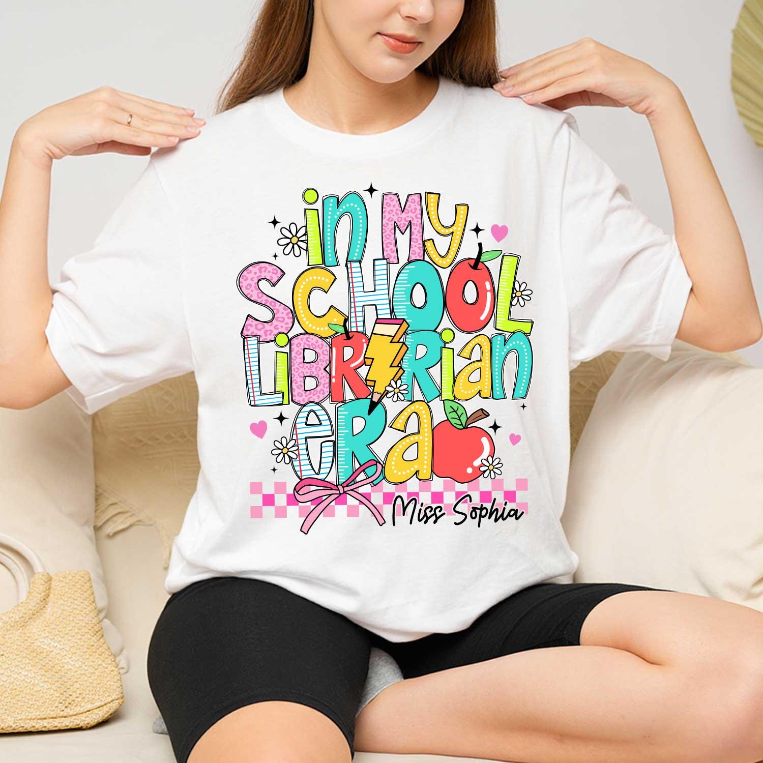 Librarian Shirt, In My School Librarian Era, Custom Librarian Name Shirt, Retro Teacher Era Shirt, Back To School, Teacher Appreciation Gift