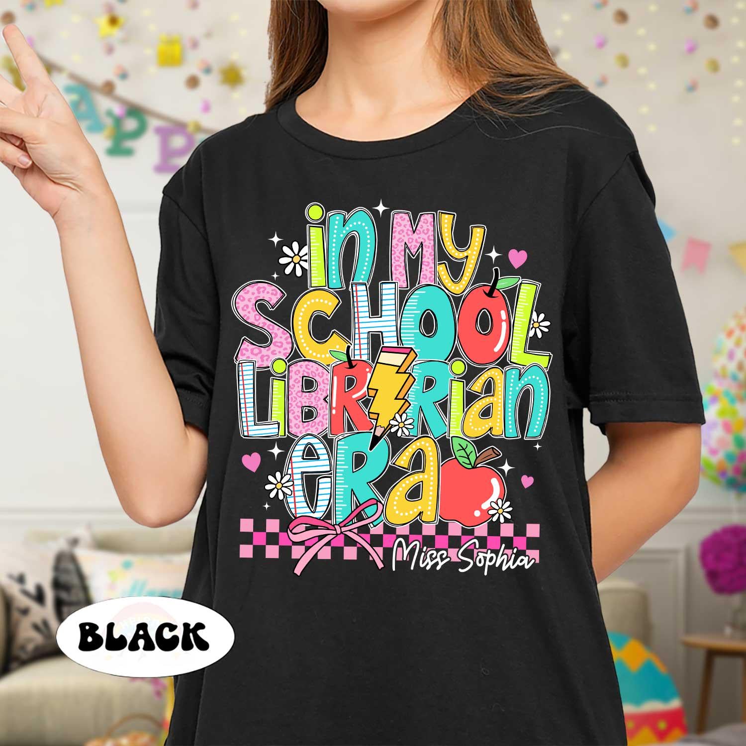 Librarian Shirt, In My School Librarian Era, Custom Librarian Name Shirt, Retro Teacher Era Shirt, Back To School, Teacher Appreciation Gift