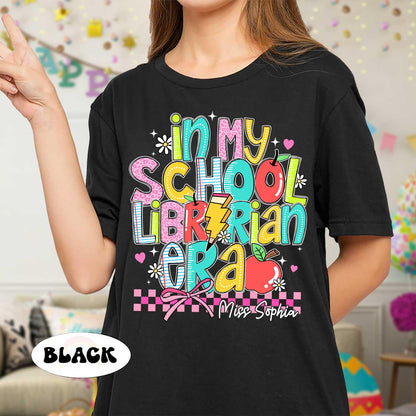 Librarian Shirt, In My School Librarian Era, Custom Librarian Name Shirt, Retro Teacher Era Shirt, Back To School, Teacher Appreciation Gift