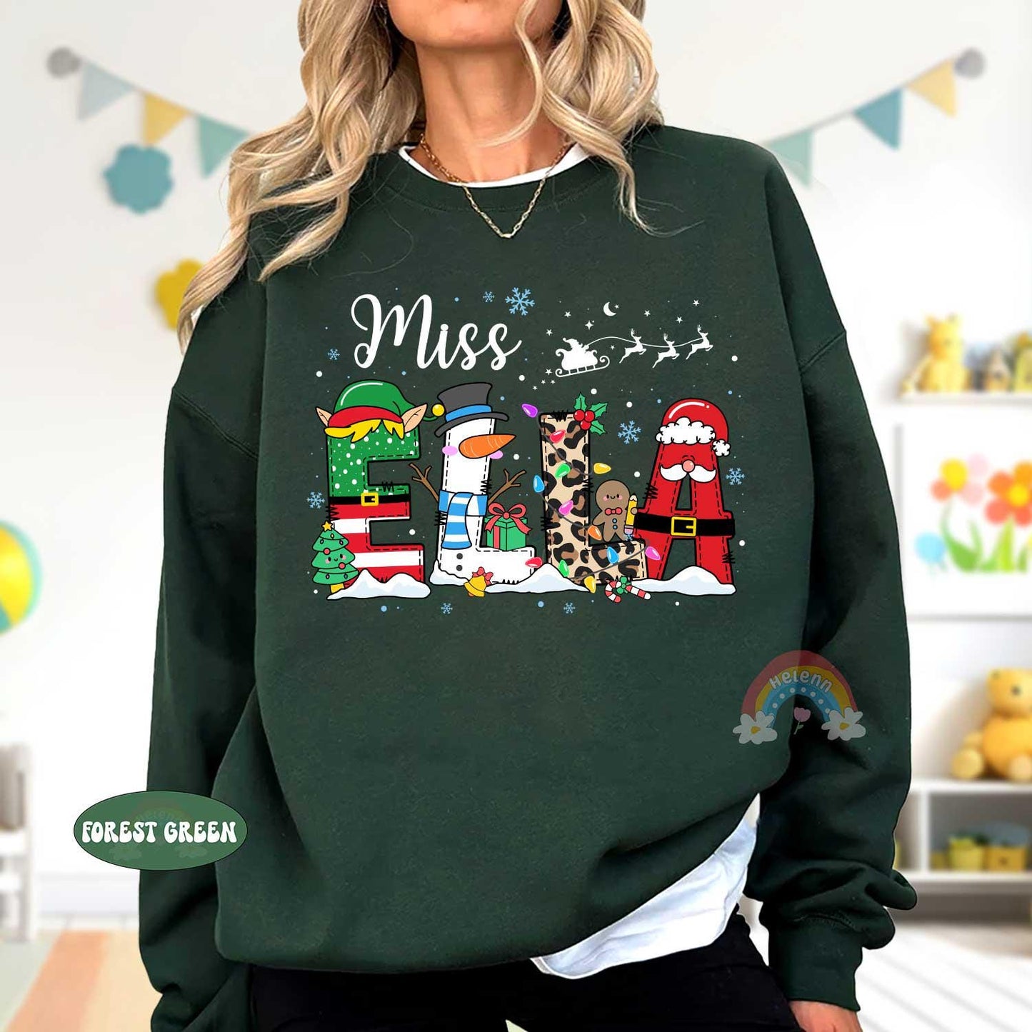 Personalized Teacher Christmas Shirt, Christmas Teacher Sweatshirt, Custom Teacher Gift, Merry Christmas Teacher, Teacher Christmas Gifts