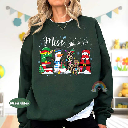Personalized Teacher Christmas Shirt, Christmas Teacher Sweatshirt, Custom Teacher Gift, Merry Christmas Teacher, Teacher Christmas Gifts