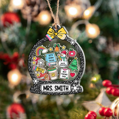 Christmas Teacher Gifts, Personalized School Teacher Gift Christmas Ornament, Thank You Gift, 4D Shaker Ornament, Teacher Appreciation Gift