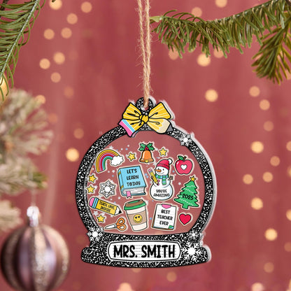 Christmas Teacher Gifts, Personalized School Teacher Gift Christmas Ornament, Thank You Gift, 4D Shaker Ornament, Teacher Appreciation Gift