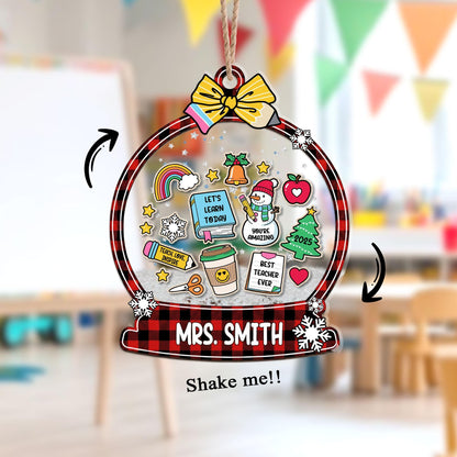 Custom Teacher Christmas 4D Shaker Ornament Teacher Gift, Teacher Ornament Thank You Gift, Teacher Appreciation Gift, Christmas Teacher Gift
