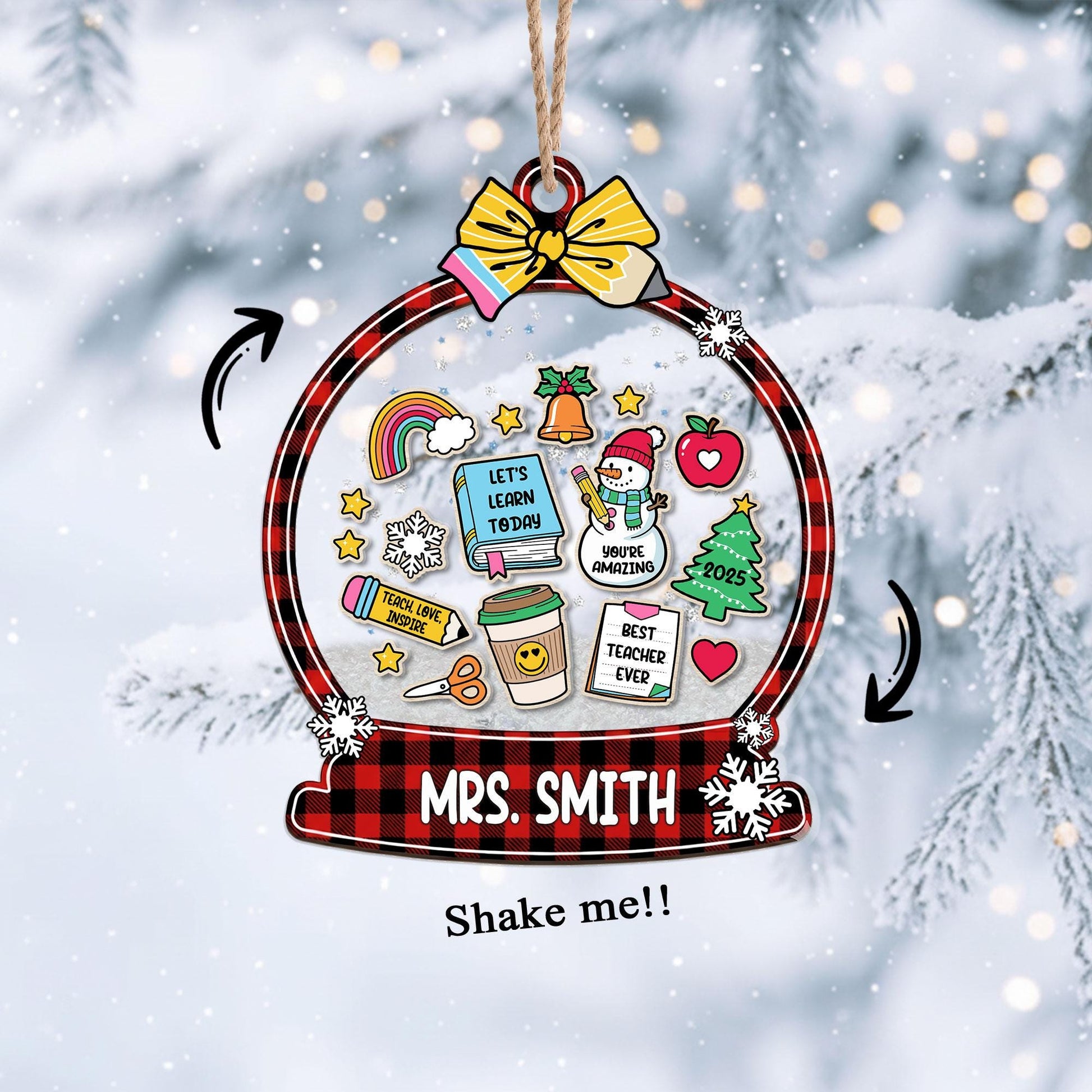 Custom Teacher Christmas 4D Shaker Ornament Teacher Gift, Teacher Ornament Thank You Gift, Teacher Appreciation Gift, Christmas Teacher Gift