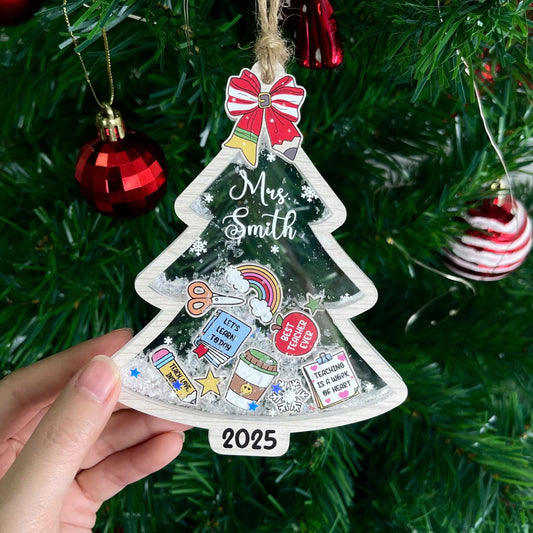 Personalized Christmas Teacher Shaker Ornament 4D, Christmas Ornament, Thank You Teacher Gift, Christmas Gift, Teacher Appreciation Gift