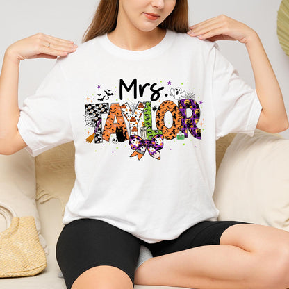 Personalized Teacher Halloween Shirt, Trick Or Teach Teacher Shirt, Spooky Teacher Shirt, Funny Teacher Tshirt Gift, Halloween Teacher Gift