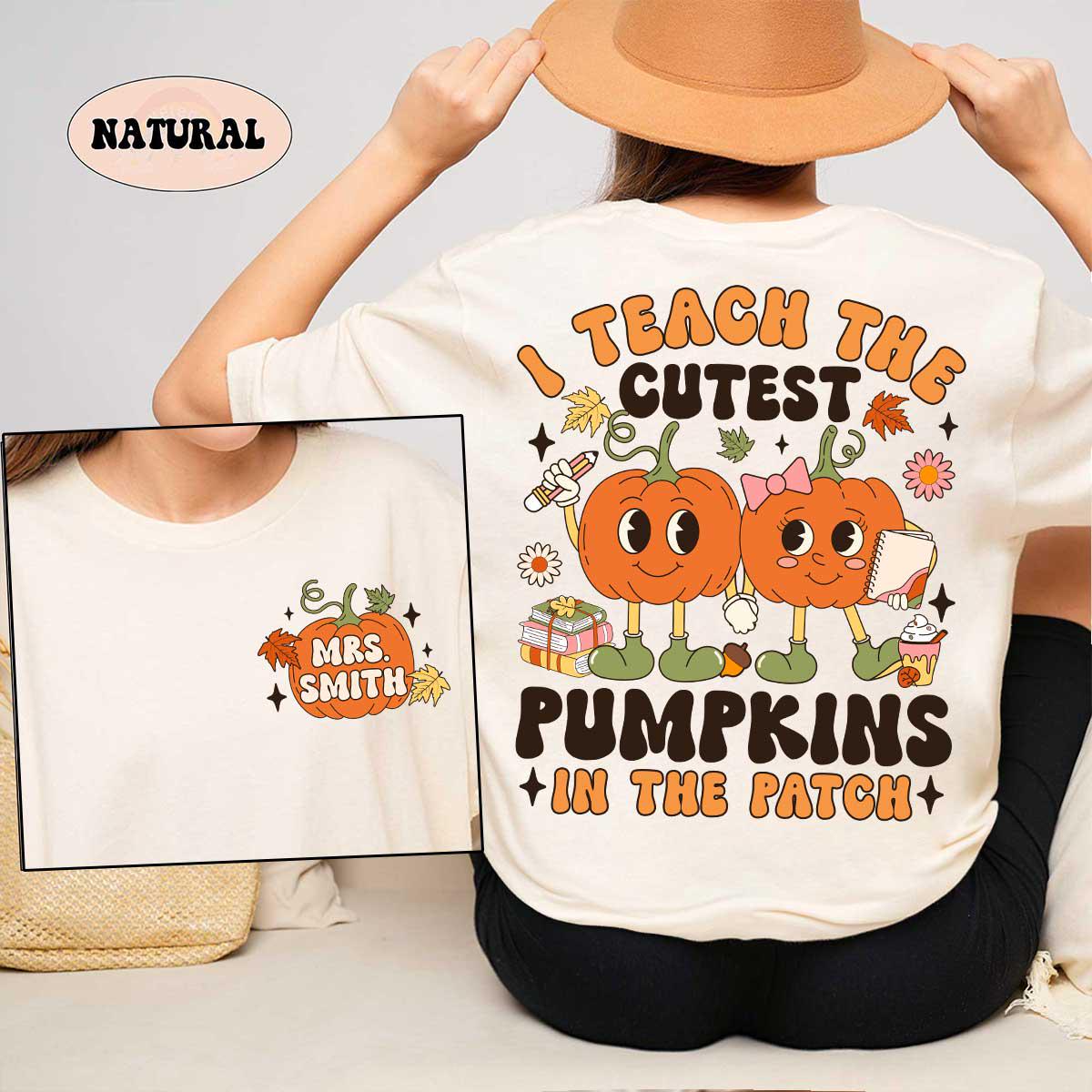 Custom Teacher Fall Shirt Pumpkin In The Patch Teacher, Retro Fall Teacher Sweatshirt Pumpkin Thanksgiving Spooky Teacher, Teacher Gifts