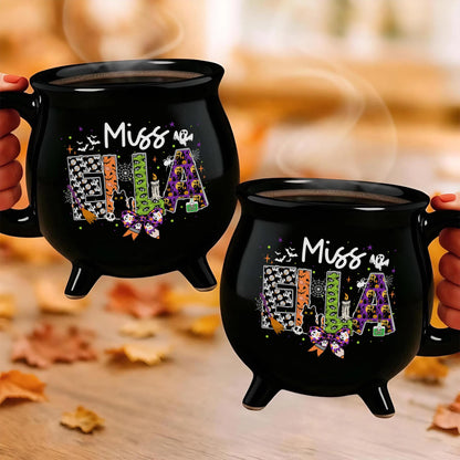 Personalized Teacher Halloween Cauldron Mug 13 Oz, Spooky Teacher Coffee Mug, Custom Teacher Name, Teacher Halloween Gifts, Halloween Mug