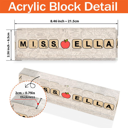 Custom Teacher Acrylic Name Plate Teacher Sign, Teacher Name Acrylic Desk Plaque, Teacher Appreciation Gift, Teacher Gift, Back To School