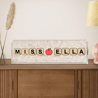 Custom Teacher Acrylic Name Plate Teacher Sign, Teacher Name Acrylic Desk Plaque, Teacher Appreciation Gift, Teacher Gift, Back To School