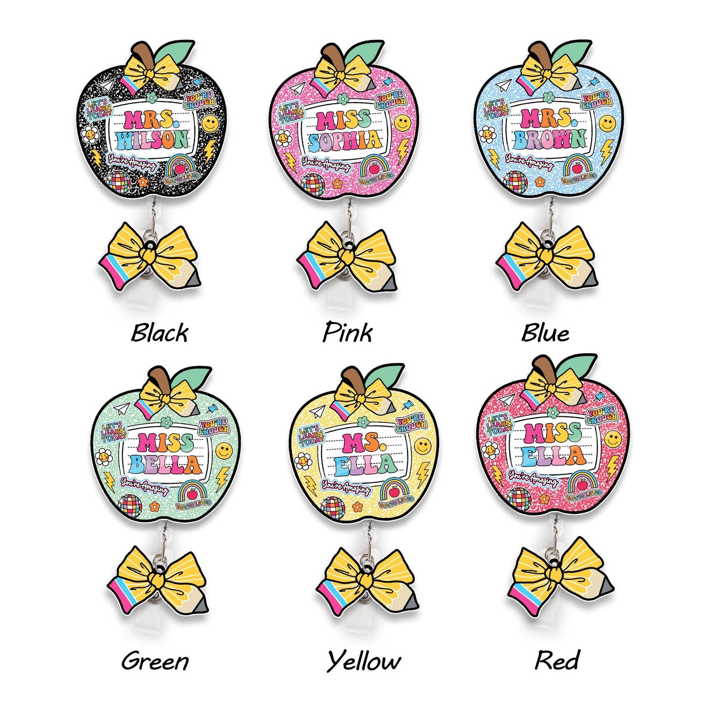 Custom Teacher Badge Reel, ID Holder Apple Badge Reel, Custom Composition Book, Retractable Badge Reel, Thank You Teacher, Christmas Gift