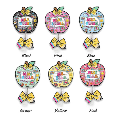 Custom Teacher Badge Reel, ID Holder Apple Badge Reel, Custom Composition Book, Retractable Badge Reel, Thank You Teacher, Christmas Gift