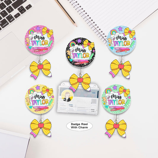 Custom Teacher Badge Reel, ID Holder Badge Reel, Custom Composition Book, Retractable Badge Reel, Thank You Teacher, Christmas Gift