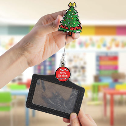 Custom Teacher Christmas Badge Reel, ID Holder Badge Reel, Teacher Appreciation Retractable Badge Reel, Thank You Teacher, Christmas Gift