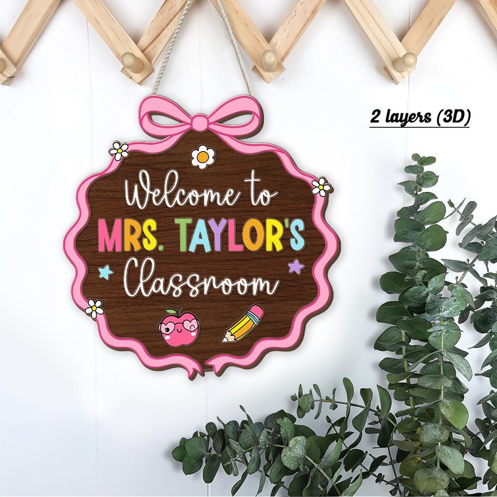 Custom 3D Teacher Door Hanger With Name, Teacher Appreciation Gift, Gift For Teacher, Teacher Name Sign Classroom Decor, Back To School Gift