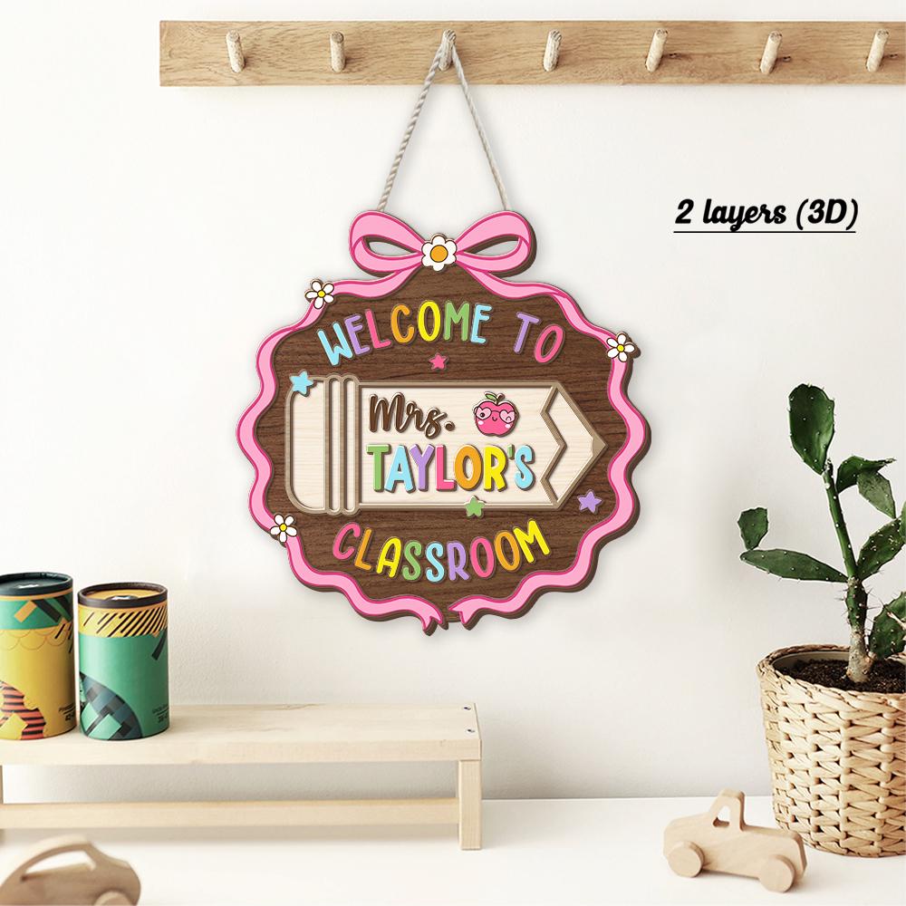 Custom 3D Teacher Door Hanger With Name, Gift For Teacher, Teacher Appreciation Gift, Teacher Name Sign Classroom Decor, Back To School Gift