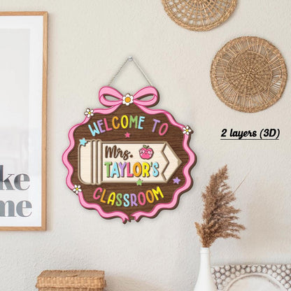 Custom 3D Teacher Door Hanger With Name, Gift For Teacher, Teacher Appreciation Gift, Teacher Name Sign Classroom Decor, Back To School Gift