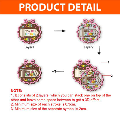 Custom 3D Teacher Door Hanger With Name, Gift For Teacher, Teacher Appreciation Gift, Teacher Name Sign Classroom Decor, Back To School Gift