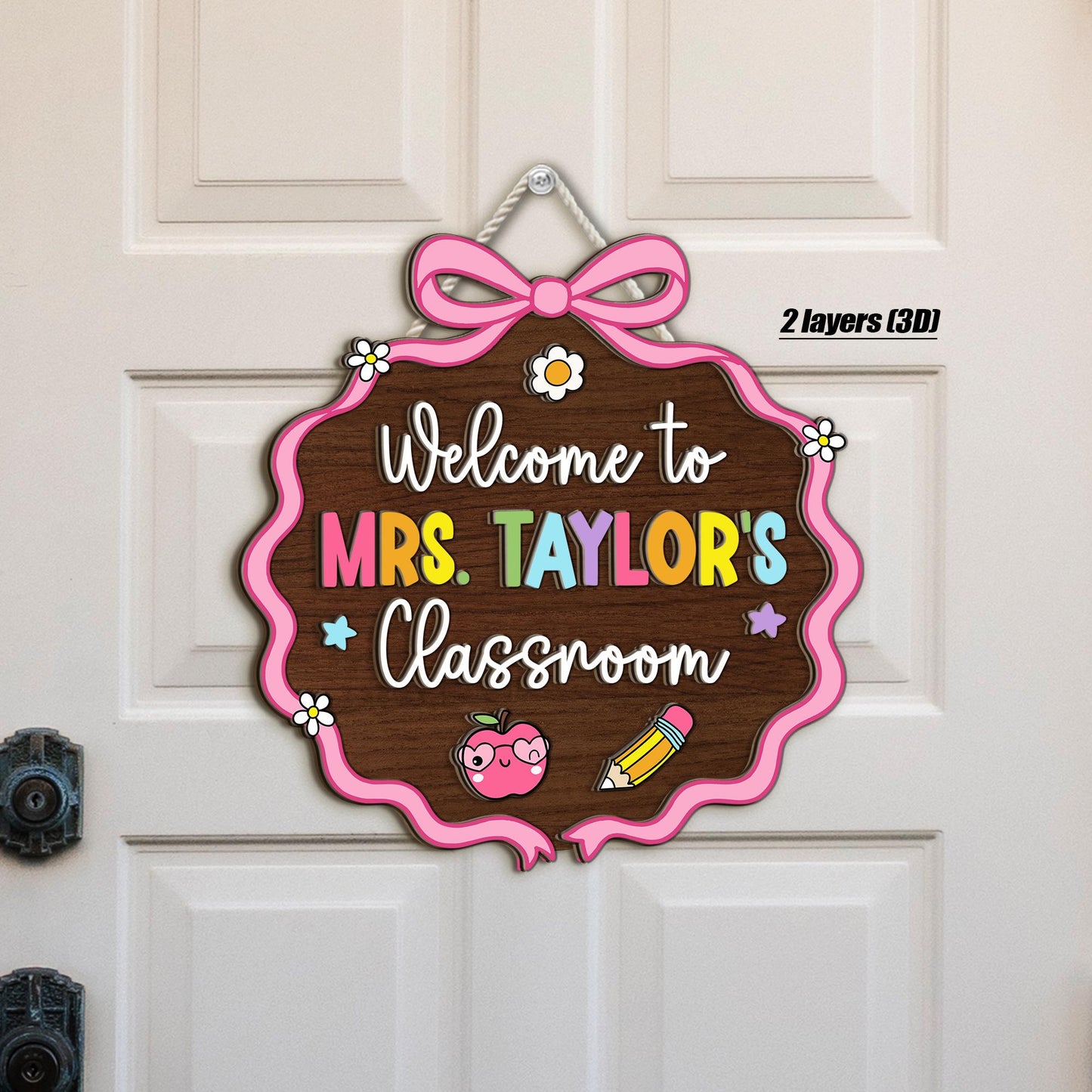 Custom 3D Teacher Door Hanger With Name, Teacher Appreciation Gift, Gift For Teacher, Teacher Name Sign Classroom Decor, Back To School Gift