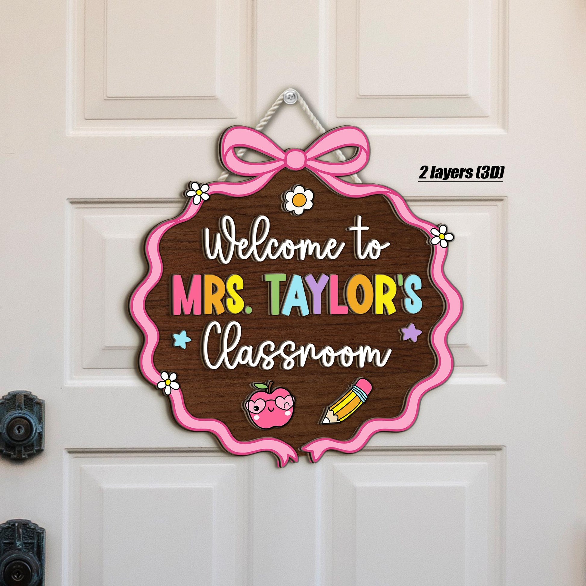 Custom 3D Teacher Door Hanger With Name, Teacher Appreciation Gift, Gift For Teacher, Teacher Name Sign Classroom Decor, Back To School Gift