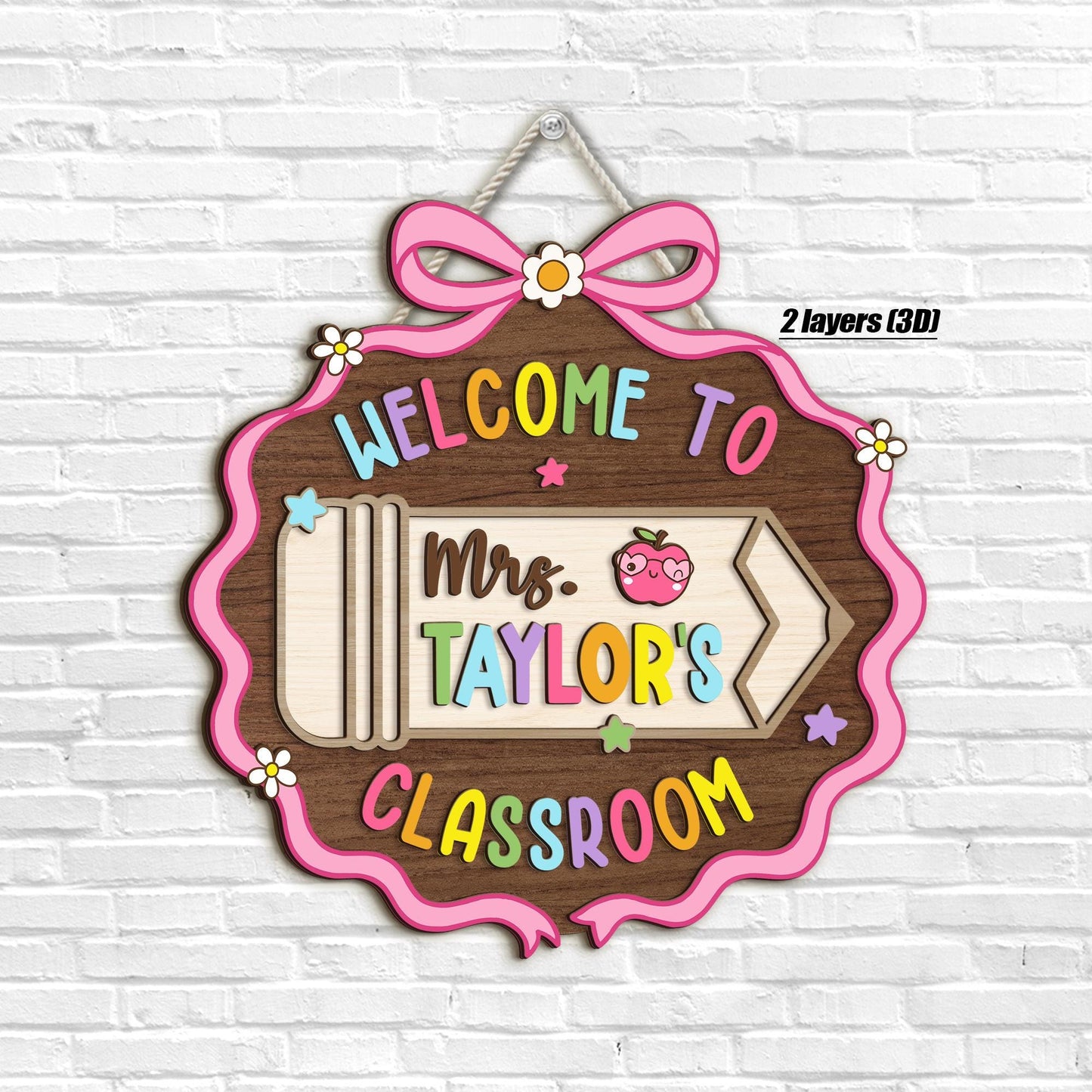 Custom 3D Teacher Door Hanger With Name, Gift For Teacher, Teacher Appreciation Gift, Teacher Name Sign Classroom Decor, Back To School Gift