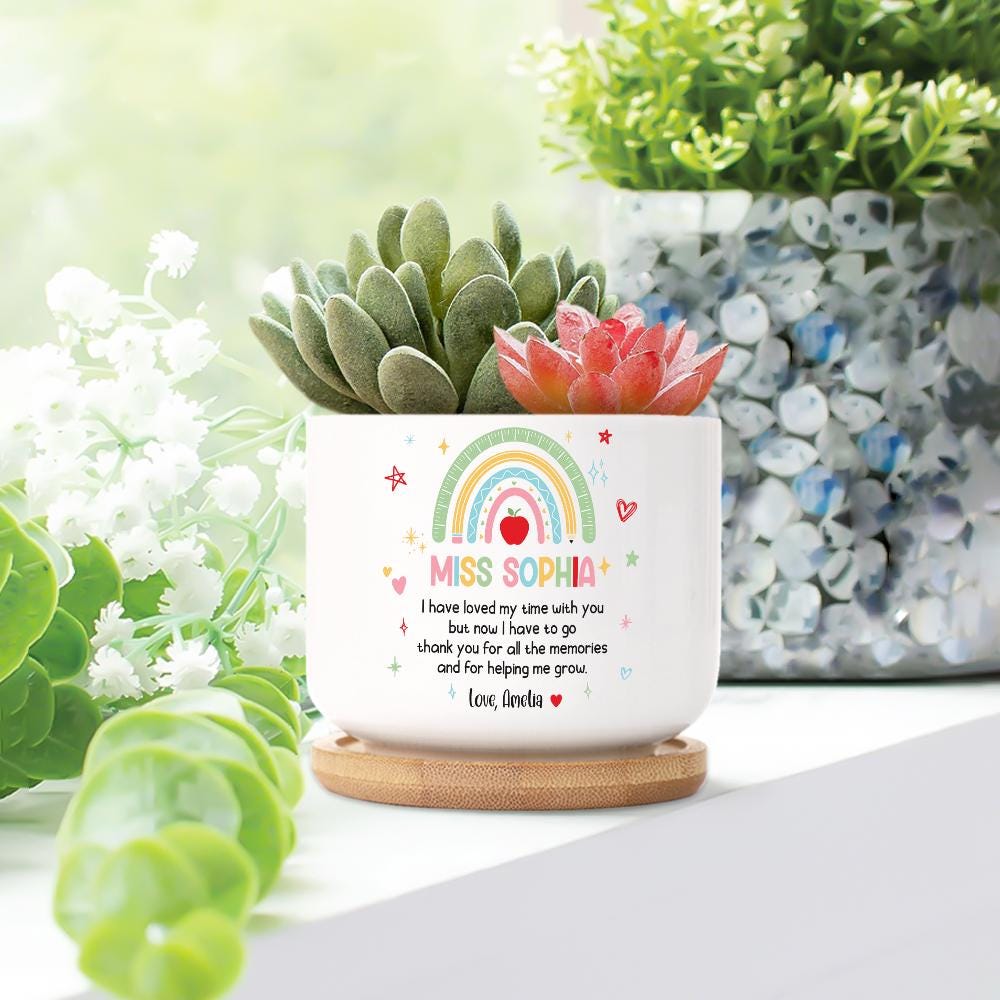 Thank You Gift for Nursery Teacher Flower Pot, Personalized Nursery Rainbow Teacher Gift Plant Pot, Teacher Appreciation Gift