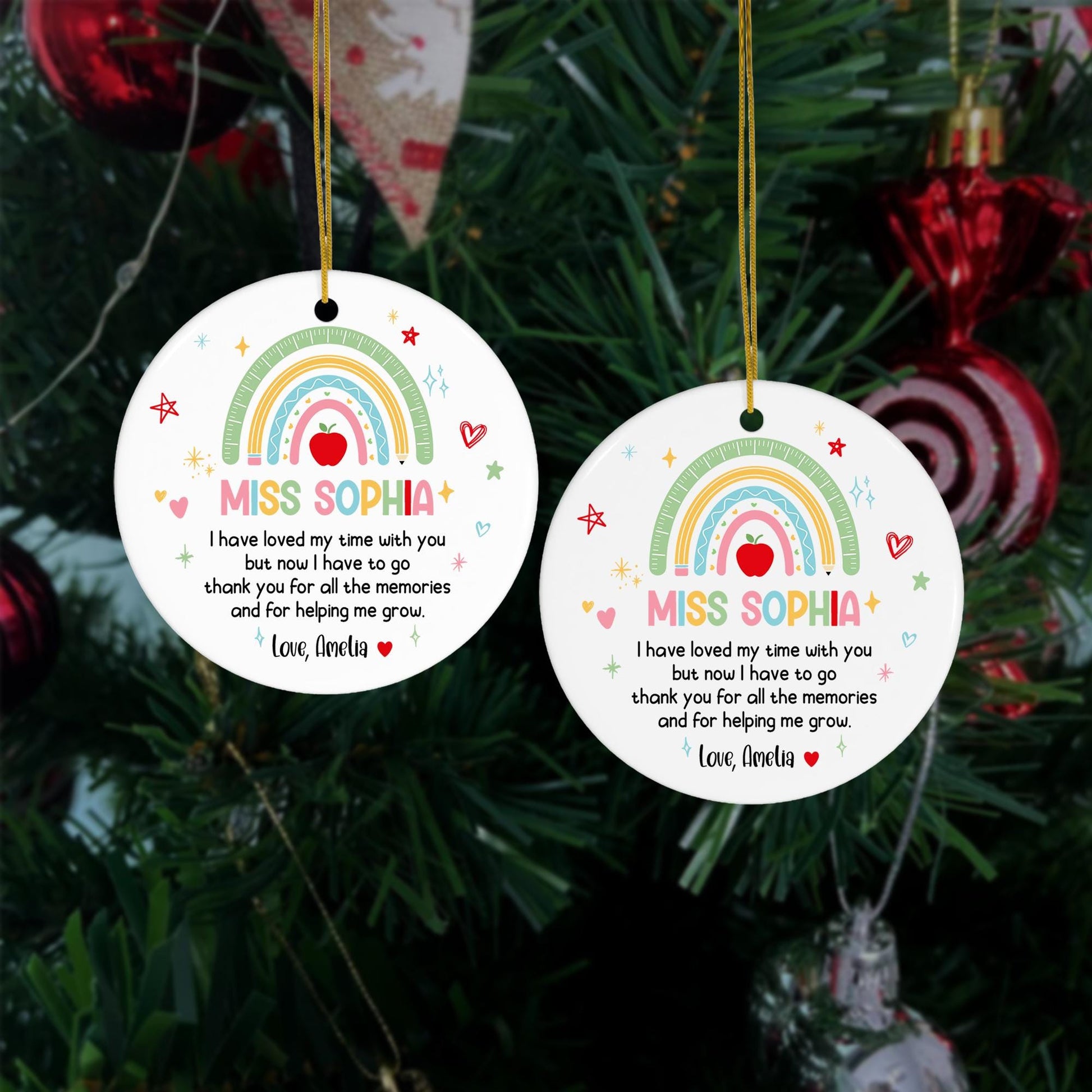 Personalized Nursery Rainbow Teacher Christmas Ornament, Nursery Teacher Gift, Teacher Appreciation Gift, Christmas Teacher Gift