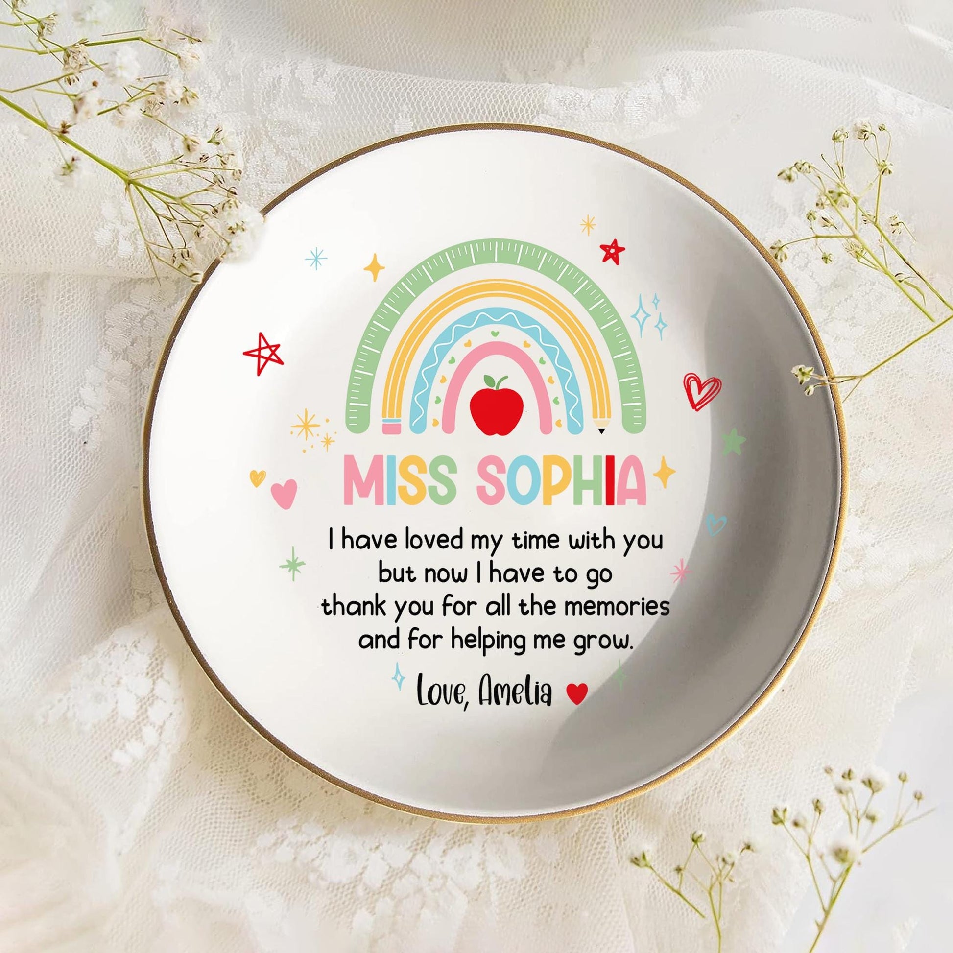 Nursery Teacher Appreciation Gift, Custom Nursery Rainbow TeacherJewelry Dish, Gifts for Teachers, Thank You Teacher Gifts, Christmas Gifts
