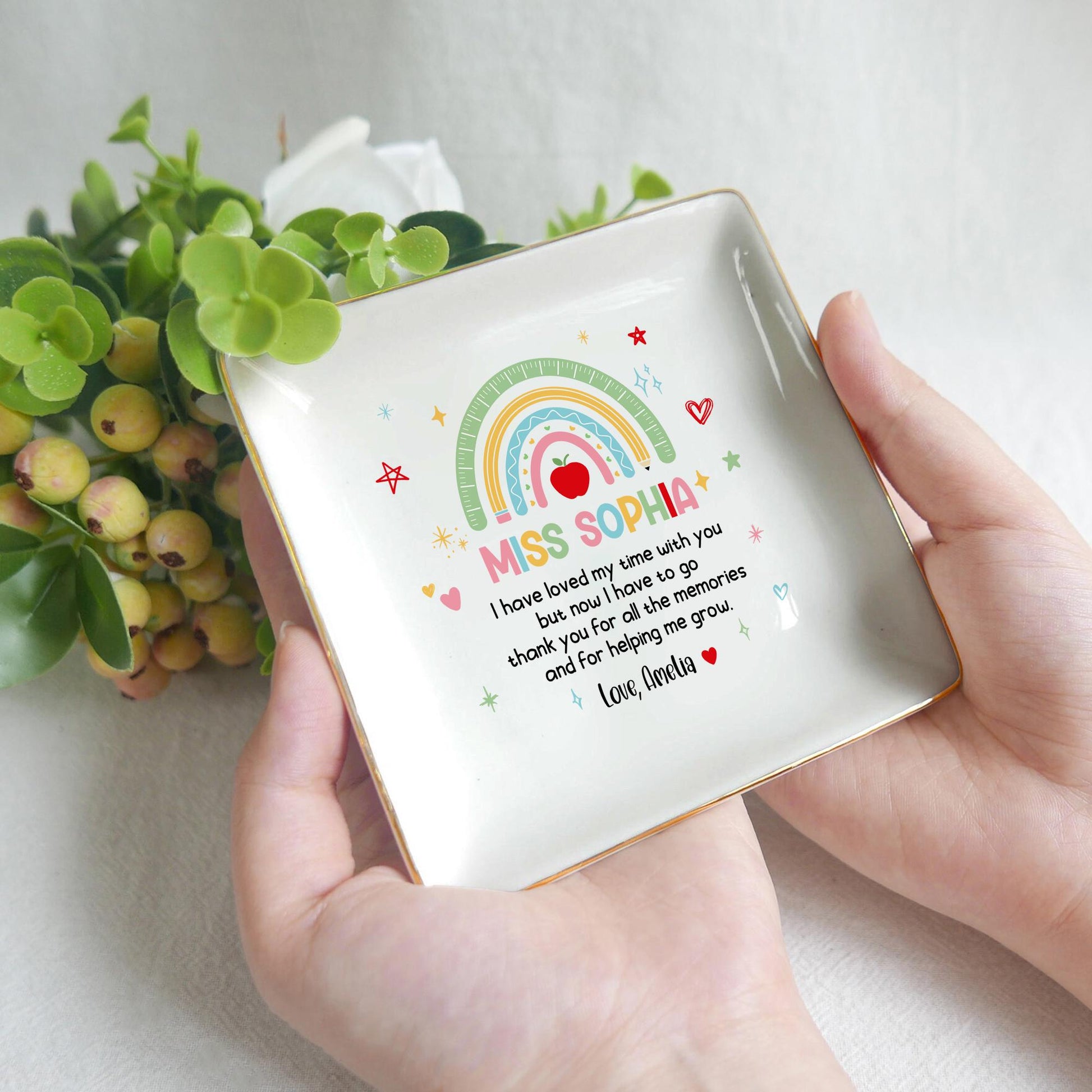 Nursery Teacher Appreciation Gift, Custom Nursery Rainbow TeacherJewelry Dish, Gifts for Teachers, Thank You Teacher Gifts, Christmas Gifts