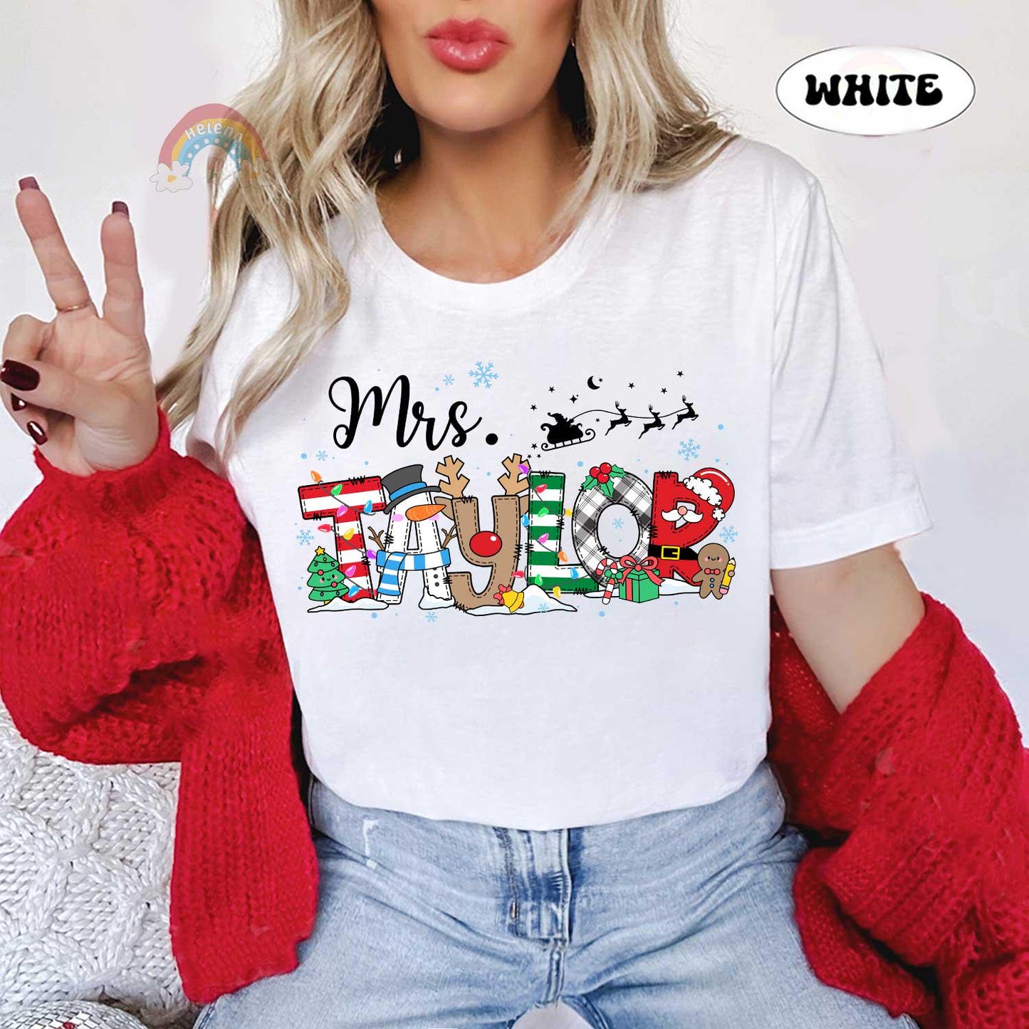 Personalized Teacher Christmas Shirt, Christmas Teacher Sweatshirt, Custom Teacher Gift, Merry Christmas Teacher, Teacher Christmas Gifts