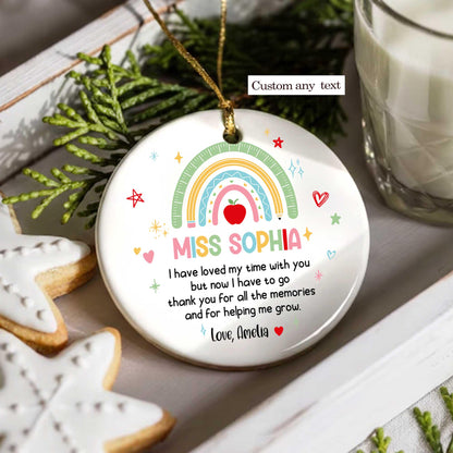 Personalized Nursery Rainbow Teacher Christmas Ornament, Nursery Teacher Gift, Teacher Appreciation Gift, Christmas Teacher Gift