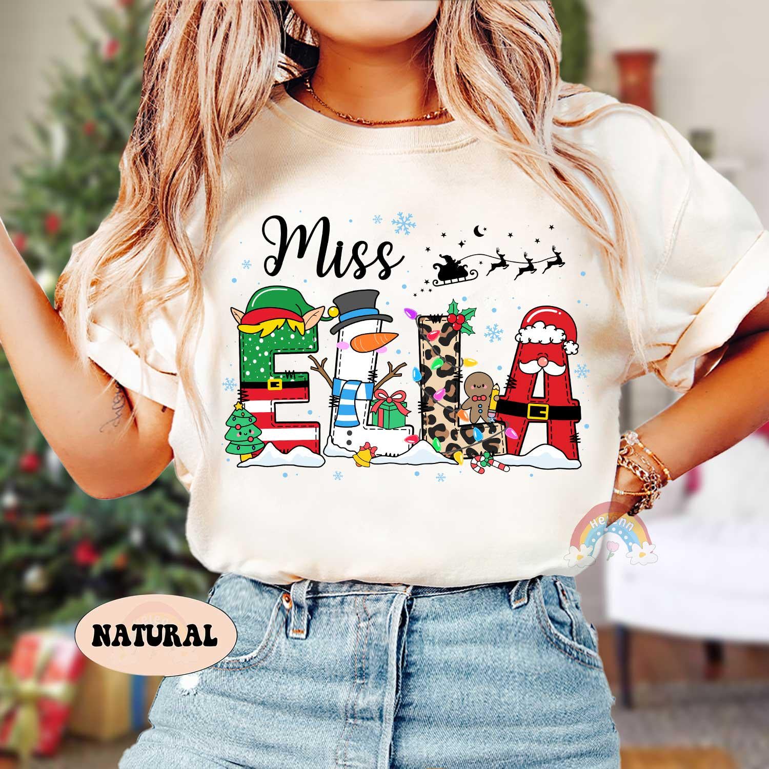 Personalized Teacher Christmas Shirt, Christmas Teacher Sweatshirt, Custom Teacher Gift, Merry Christmas Teacher, Teacher Christmas Gifts