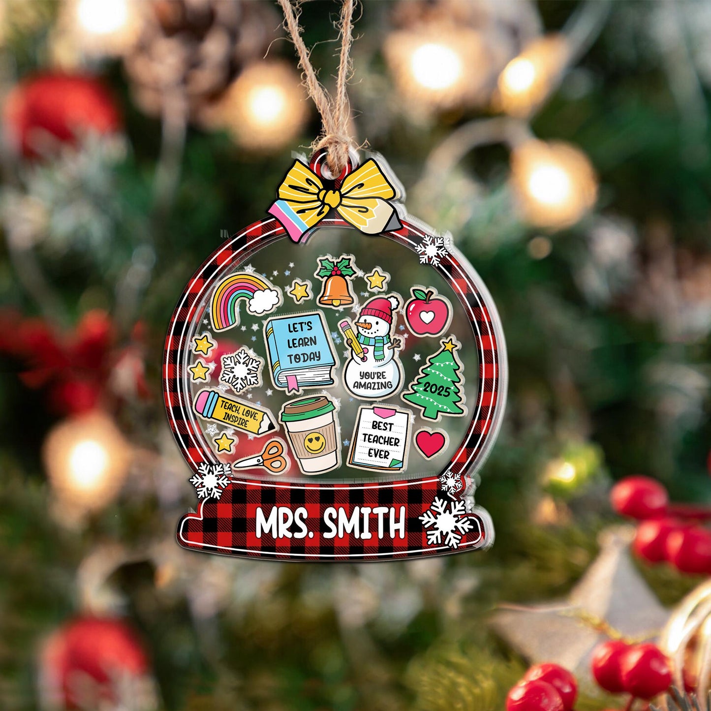 Custom Teacher Christmas 4D Shaker Ornament Teacher Gift, Teacher Ornament Thank You Gift, Teacher Appreciation Gift, Christmas Teacher Gift