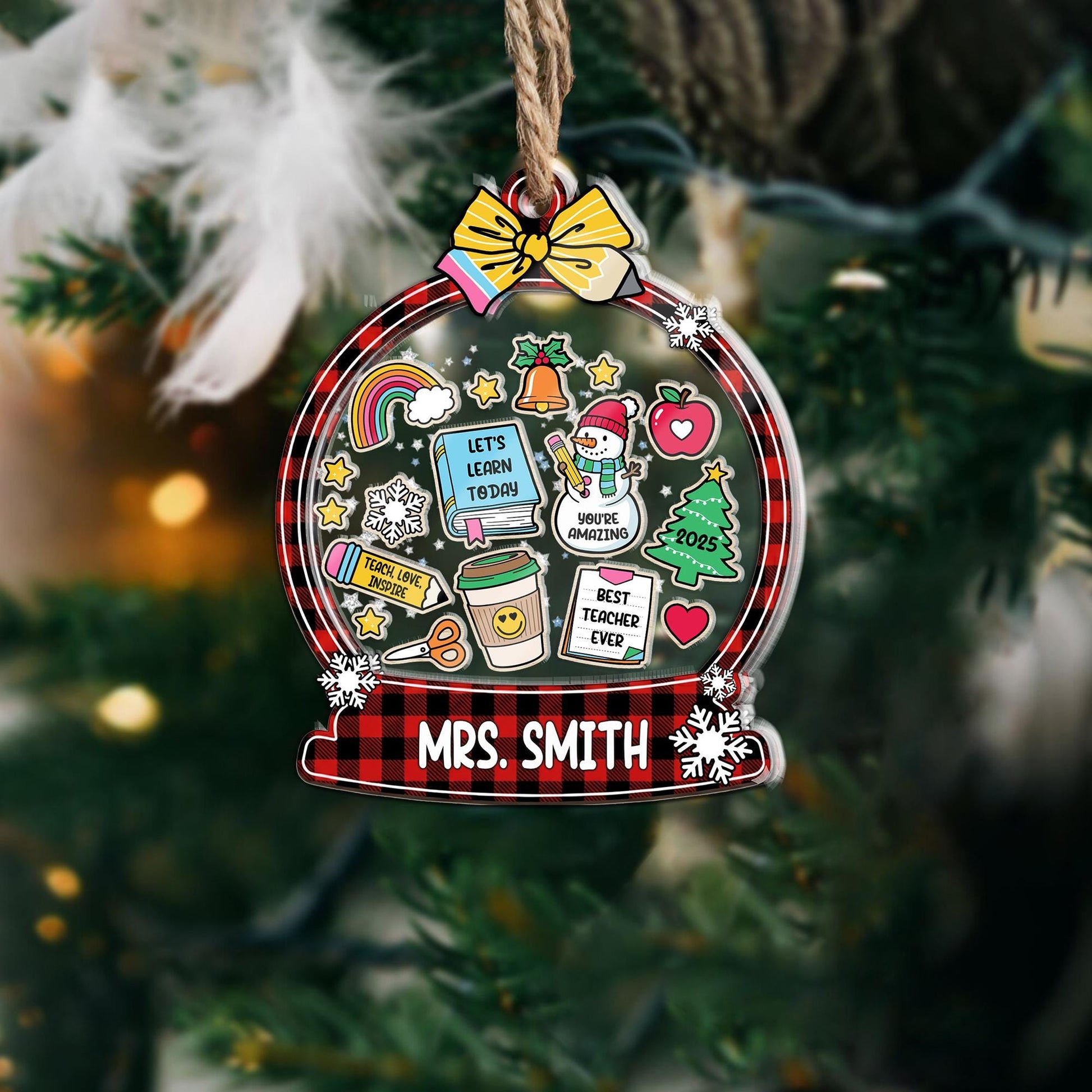 Custom Teacher Christmas 4D Shaker Ornament Teacher Gift, Teacher Ornament Thank You Gift, Teacher Appreciation Gift, Christmas Teacher Gift