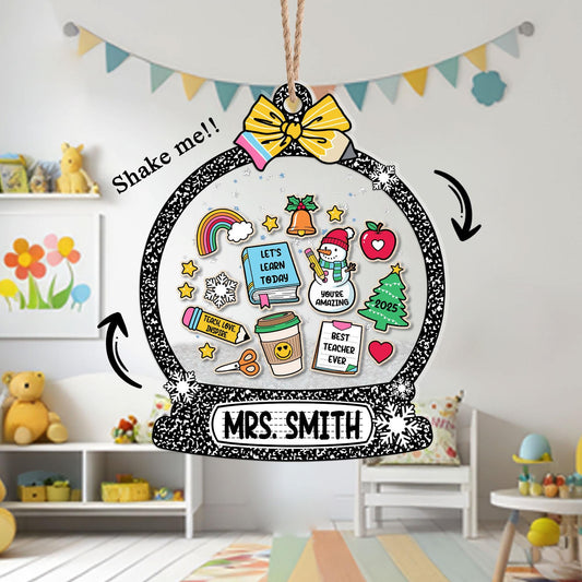 Christmas Teacher Gifts, Personalized School Teacher Gift Christmas Ornament, Thank You Gift, 4D Shaker Ornament, Teacher Appreciation Gift